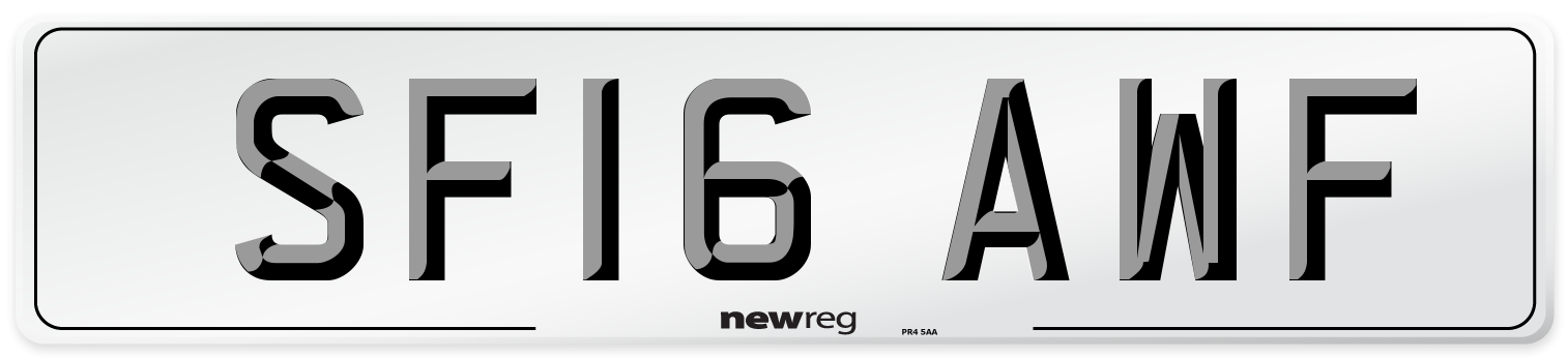 SF16 AWF Number Plate from New Reg